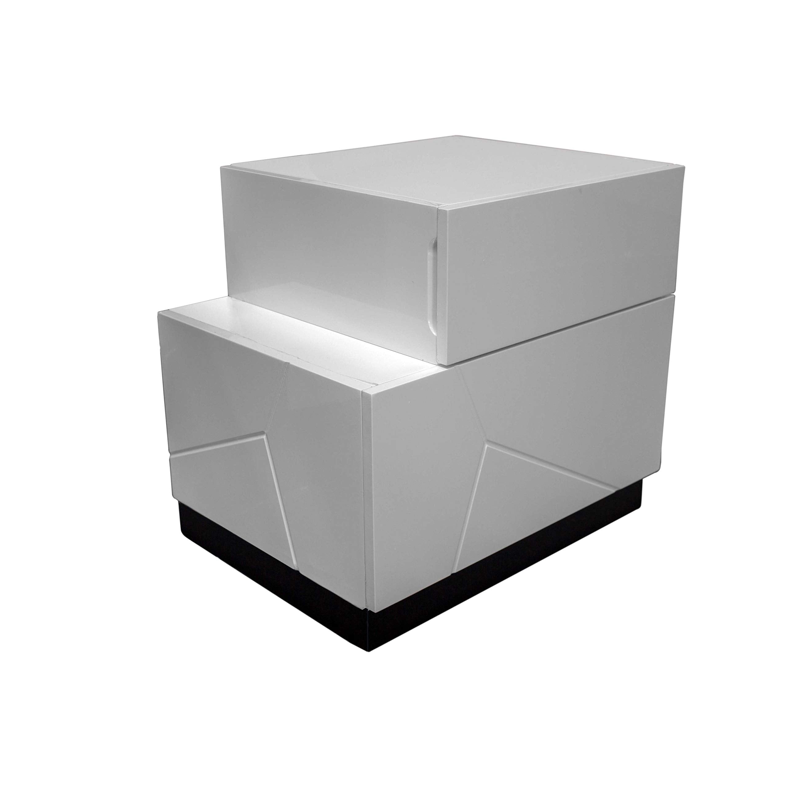 Best Master Poplar Wood Right-Facing Bedroom Nightstand In White/Black